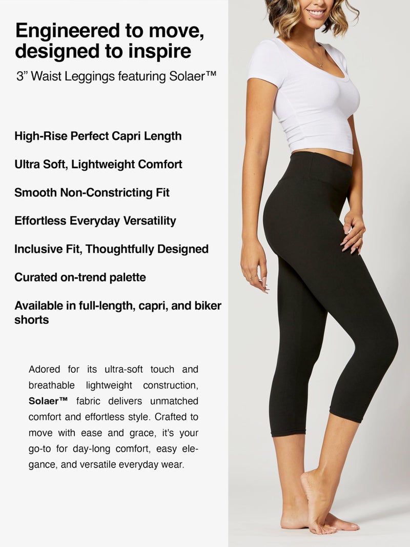 Conceited Capri Leggings for Women - High Waisted - Soft - Casual - Black - Small - Medium - Image 2